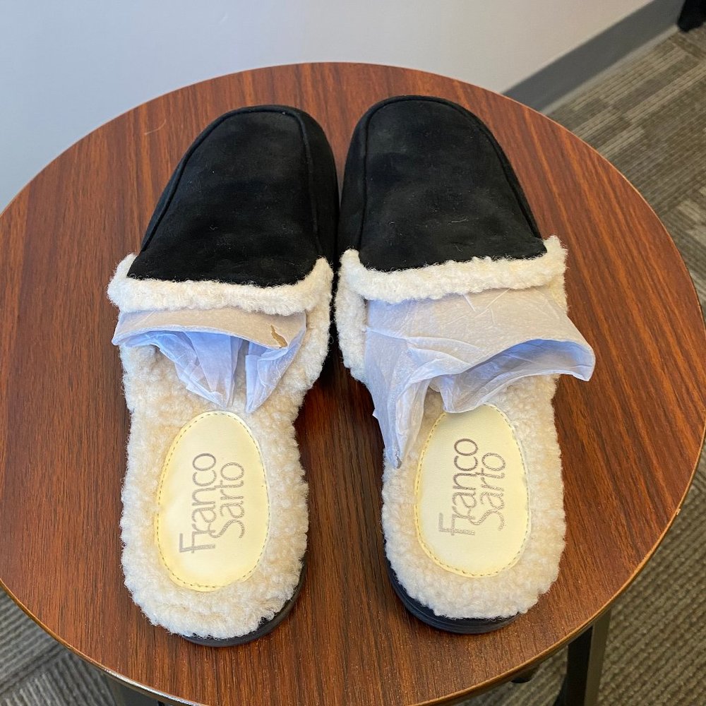 WOMEN'S FRANCO SARTO BOCCA SLIDE MULES, BLACK SIZE 6 1/2